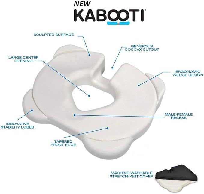 Contour Kabooti Donut Seat Cushion, 3-in-1 Design with Center Cutout for Tailbone Pain, Sciatica and Hemorrhoids (Pack of 2)