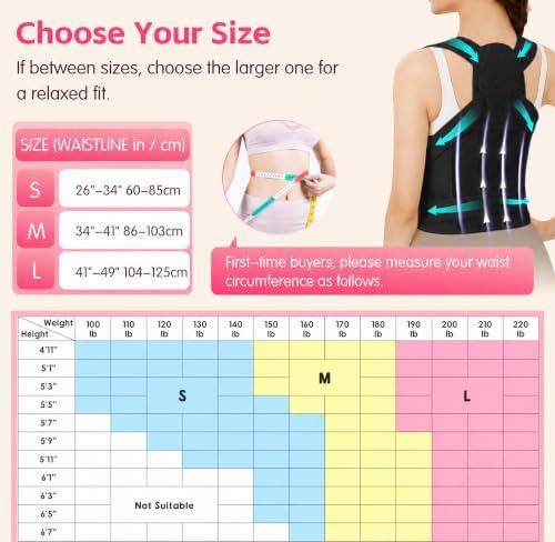 Posture Corrector for Women & Men, Adjustable Full Back Brace Support