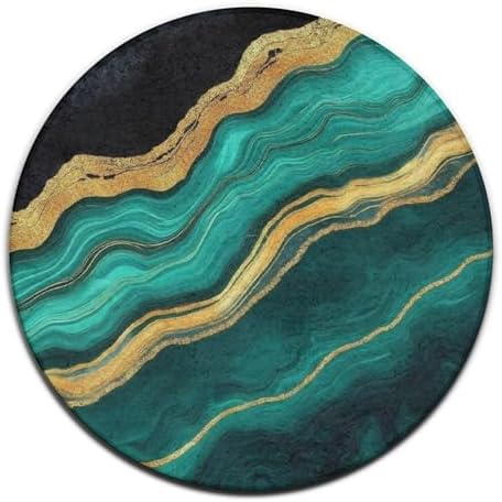 Highly Premium Quality Floor Mat, Office Chair Decor Mat, Room Sofa Yoga Soft Round Carpet Teal Turquoise Green Gold Black Marble