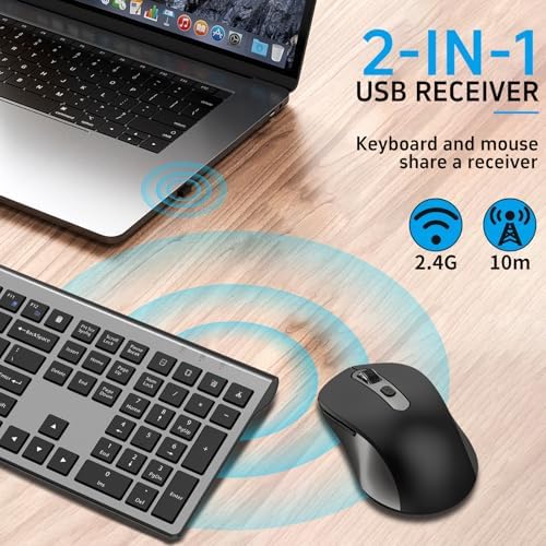 Ultra Thin Ergonomic Silent Wireless Keyboard Mouse Combo Grey