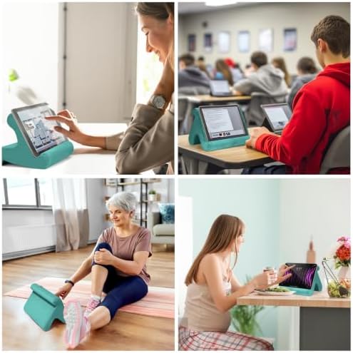 Universal Multi-Angle Tablet Stand Holder-Soft Pad Stand with black phone holder for Lap,Knee,Sofa and Bed,Compatible with iPad Pro 9.7,10.5,12.9 Air Mini 4 3,Kindle,Galaxy Tab,E-Reader (Light Blue)