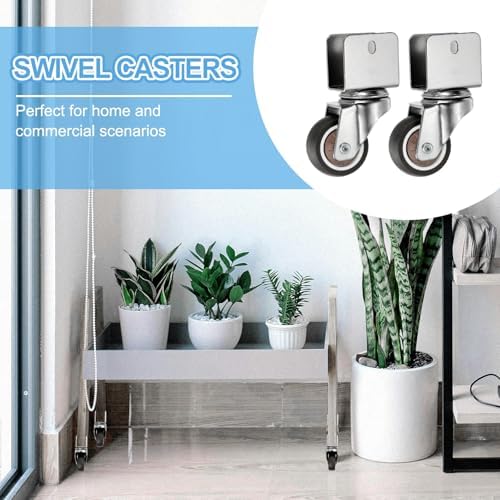 PATIKIL 1.5 Inch Caster Wheels, 4 Pcs Swivel Casters with 0.8" U Bracket Opening 55 Lb Capacity Per Caster for Furniture Office Chairs Carts and Cabinets, Brown