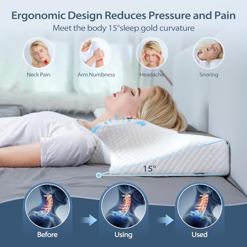 HOMCA Cervical Pillow, Ergonomic Memory Foam Neck Pillow for Pain Relief