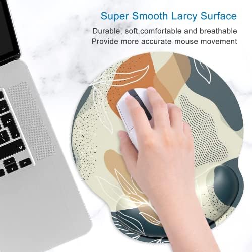 ITNRSIIET Ergonomic Mouse Pad with Wrist Support Wrist Rest Smooth Surface Non-Slip Rubber Base Comfortable Office Supplies Pain Relief, 9.8 x 9.1 inches, Abstract Leaf