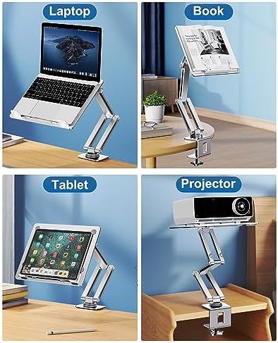Laptop Stand Desk Mount, Aluminum Adjustable Laptop Arm with Tray