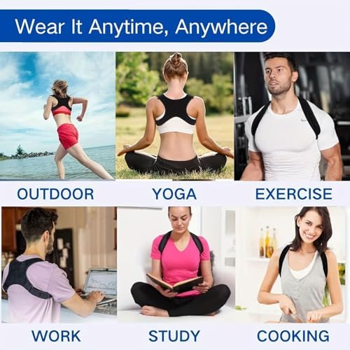 Adjustable Posture Corrector Back Brace for Women & Men - Grade Spinal with Upper/Lower Body Alignment, Posture Improvement, Daily & Gym Use, Comfort Fit (Hand Wash Only)
