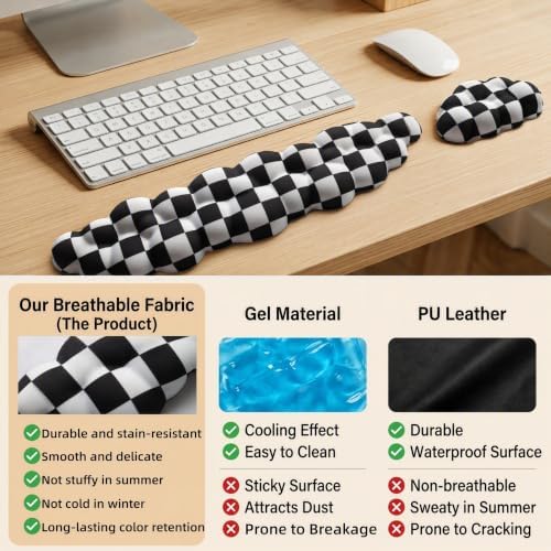 Cloud Wrist Rest Set for Keyboard & Mouse. Silky Fabric Surface