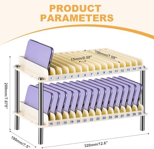 Cell Phone Holder Organizer 30 Slots, Wall-mounted