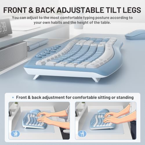 Wireless Keyboard and Mouse Combo Silent for Office,Ergonomic Curved Design
