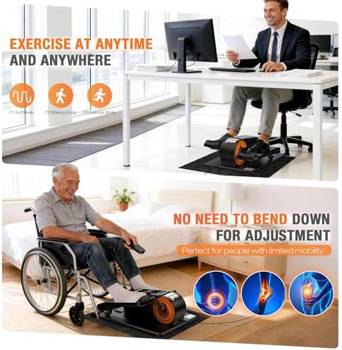 Under Desk Elliptical Machine, Electric Elliptical Leg Exerciser for Senior, Quiet and Compact Electric Seated Pedal Exerciser for Home with Monitor, Remote Control and 12 Adjustable Speeds