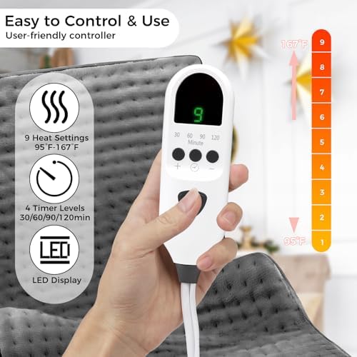 Heating Pad for Back, 17"×33" Electric Heating pad for Women, Men