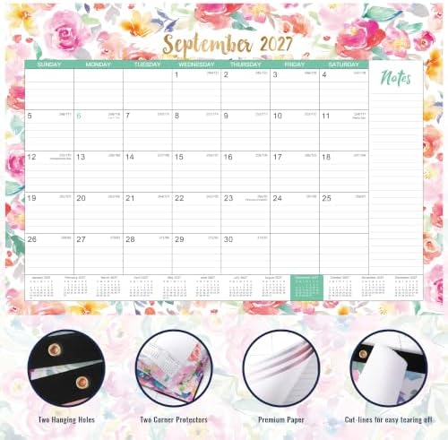 2027 Desk Calendar - Jan. 2027 - Dec. 2027, 12 Months Large Monthly Desk Calendar 2027, 17" x 12", Desk Pad, Large Ruled Blocks, To-do List & Notes