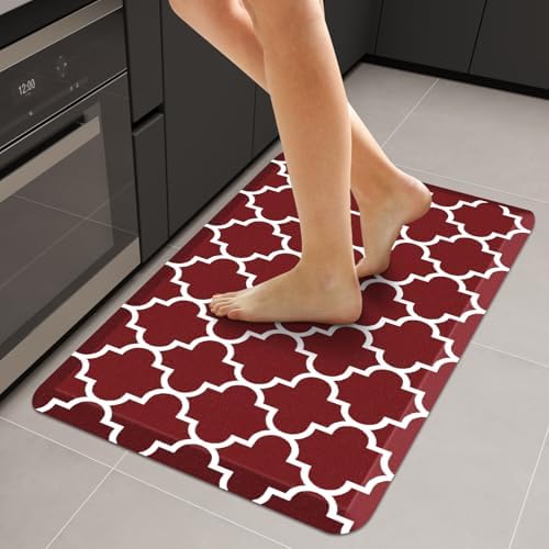 WISELIFE Anti Fatigue Mats for Kitchen Floor, 22" x 36", 4/5 Inch, Red