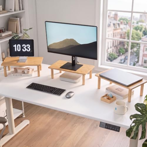 Bamboo Monitor Riser, 3-in-1 Modular Computer Monitor Stand