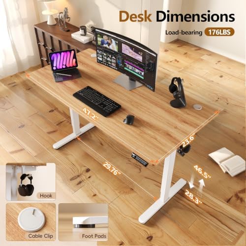Monomi Electric Standing Desk, 47.2 inches Height Adjustable Desk, Natural