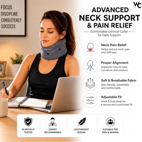 Wonder Care Neck Brace for Sleeping Cervical Collar Adjustable Neck Support Brace Relief Cervical Spine Pressure Ideal for Travel, Office Workers & Neck Injury Recovery, Medium