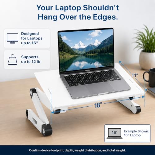 Uncaged Ergonomics XL Adjustable Laptop Stand, Cooling Riser (White)