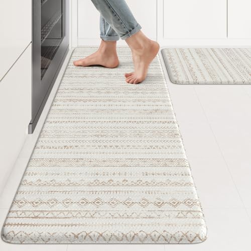 KIMODE Kitchen Mats Cushioned Anti Fatigue,Farmhouse Kitchen Rugs Sets of 2