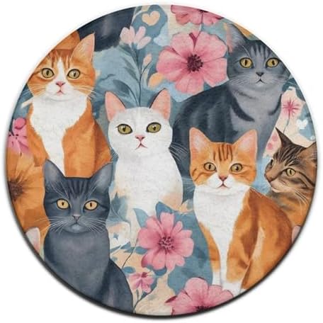 Circular Rugs Large Modern Round Area Rug Fashion Decor Mat for Home Office Cat Lovers Kitten