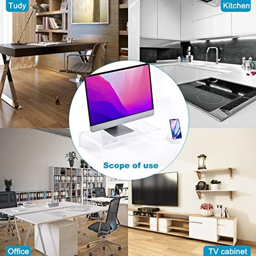 20"x10"x4" Acrylic Monitor Stand, Clear Laptop Riser with Bonus Phone Stand