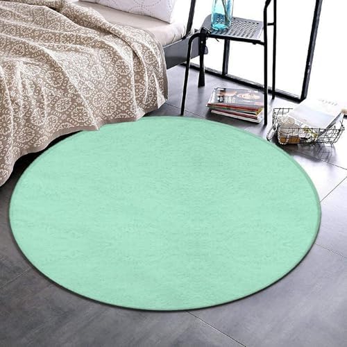 Home Decor Non Slip Kitchen Office Circle Rug, Machine Washable Modern Round Area Rug, Room Sofa Yoga Soft Round Carpet Light Blue, 24inch