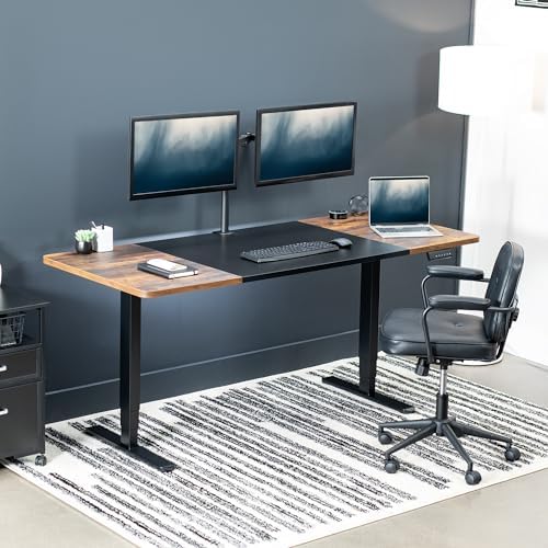 VIVO Black/Vintage Brown 71 x 30 in Standing Desk, DESK-KIT-2B7BN