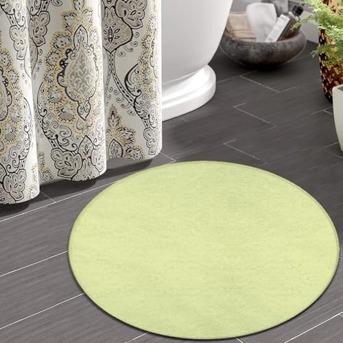 Machine Washable Modern Round Area Rug, Room Sofa Yoga Soft Round Carpet, Home Decor Non Slip Kitchen Office Circle Rug Yellow, 60inch