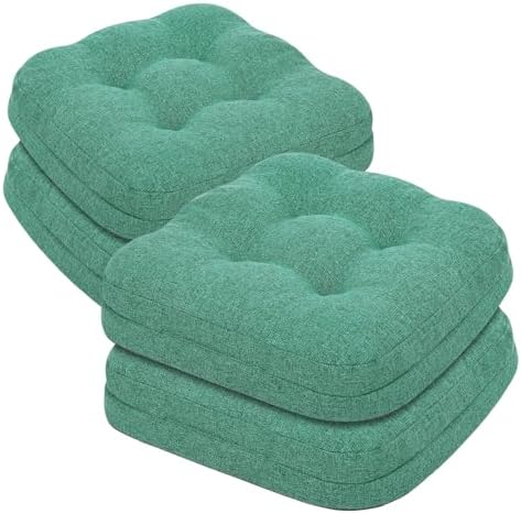 baibu Dining Chair Cushions, 4 Pack, 16.5 x 16.5 x 3.5 in, Turquoise Green