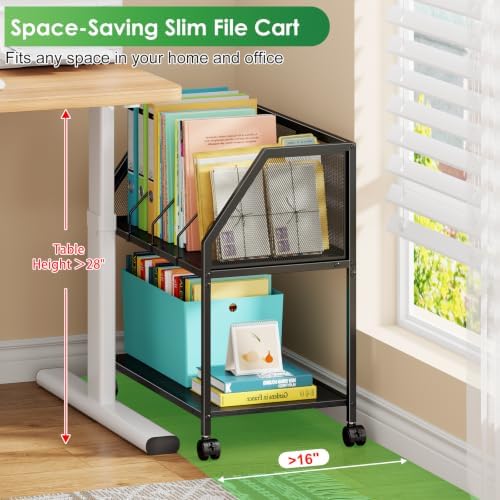 Sbanmao Rolling File Cart with Adjustable Dividers, Mobile File Cabinet