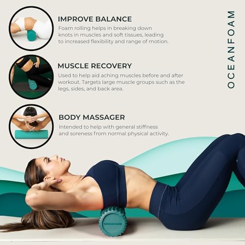 Oceanfoam Tidal Roller - Muscle Massage Foam Roller for Exercise (Jade)