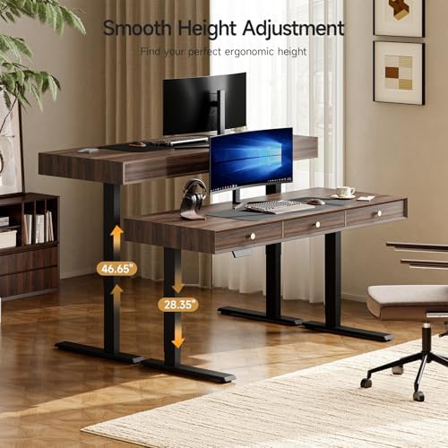 ONBRILL Electric Standing Desk with 3 Drawers, 55x24 Inch Height Adjustable