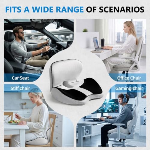 Office Chair seat Cushion, L-Shaped Ergonomic seat Cushion,Memory Foam seat Cushion can Relieve Back Pressure