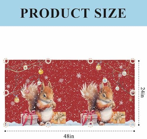 1 Pcs Fluorescent Light Covers for Ceiling Lights,Cute Squirrel Christmas Snowflake on Red,Magnetic Light Filters Drop Fluorescent Lights Shade for Office Xmas Bell on Branch