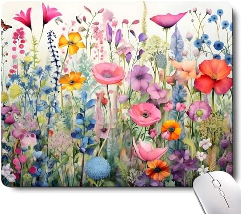 Gorgeous Flowers Plants Mouse Pad,Pink Floral Rose Mouse Pads for Desk,Soft Computer Mouse Mat Cute Mousepad Cloth Computer Mouse Pads for Women,Square Waterproof Non-Slip Rubber Base MousePads