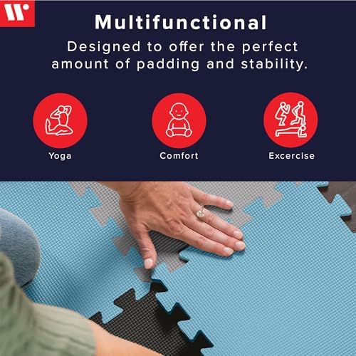 We Sell Mats Interlocking Foam Floor Tiles - 3/8" Thick Blue Mix 36-Pack