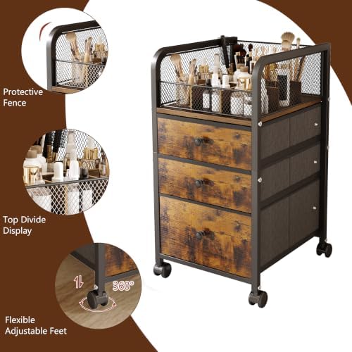 Rolling Makeup Vanity Cart Makeup Organizer with Drawers