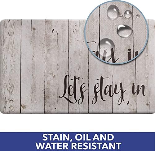 J&V TEXTILES Anti Fatigue Kitchen Mat - Kitchen Mat Cushioned Anti Fatigue, Kitchen Floor Mats Cushioned, Non Slip Waterproof Mat Standing Desk, 20x36x1/2 inches (Let's Stay in)