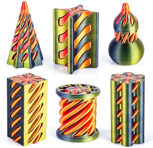 6 Pack Impossible Cone Fidget Toy, 3D Printed Spiral Pyramid Passthrough Gadget, Sensory Stress Relief Desk Toys for Kids & Adults, Optical Illusion Gift for ADHD/Anxiety