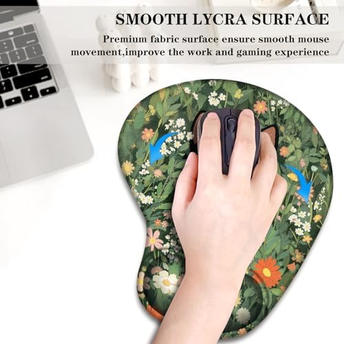 Ergonomic Mouse Pad with Wrist Support, Black Cat Pattern Rubber Mousepad with Non-Slip PU Base for Home Office Working Studying, Easy Typing & Pain Relief for Women Girls Adult Kids