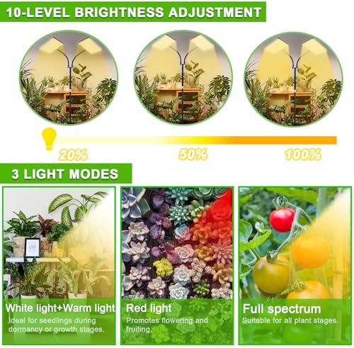 yadoker Grow Light for Indoor Plants,572 LEDs Full Spectrum Standing Plant Grow Light with 4/8/12H Timer,10-Level Brightness, 51" Adjustable,Flow Grow Lamp for Tall Large Indoor Plants