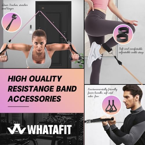 WHATAFIT Resistance Bands with Handles, 150 lb Exercise Bands Set