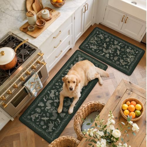 LEEVAN Anti Fatigue Kitchen Mats for Floor, Cushioned Kitchen Mat Set 2PCS