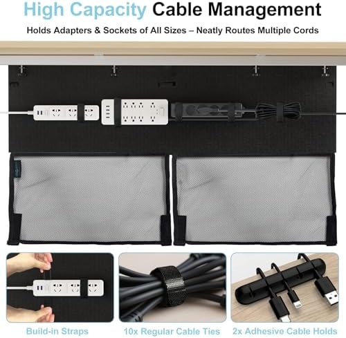 No Drill Under Desk Cable Management Privacy Panel,47.2" Felt Modesty Panel