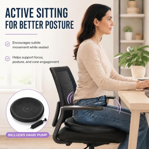 Hanstuten Wobble Seat Cushion Balance Disc - Rubber Wiggle Seat for Active Sitting, Office Desk Chair, and Core Strength Training