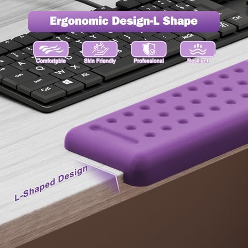 Leolee L-Shaped Desk Elbow Pads for Desk, Purple Memory Foam Arm Rest