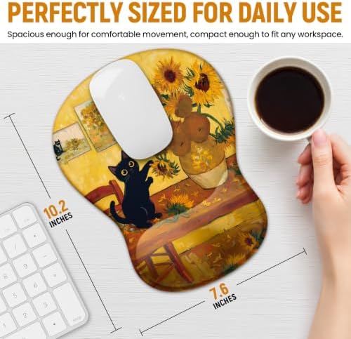 Ergonomic Mouse Pad with Wrist Rest, Gel Wrist Support, Sunflower