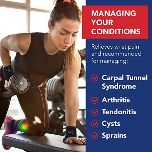 Doctor Developed Wrist Brace - Wrist wrap for Carpal Tunnel Arthritis,Tendonitis, Hand Support - Ideal for Fitness, Weightlifting - Handbook included (Black(Pack of 1), Wrist Brace)