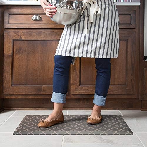 NewLife by GelPro Anti-Fatigue Designer Comfort Kitchen Floor Mat, 20x32”, Trellis Walnut Stain Resistant Surface with 3/4” Thick Ergo-foam Core for Health and Wellness