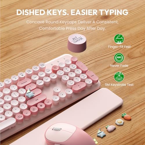 Wireless Keyboard and Mouse Combo, Typewriter Keyboard, Magnetic Wrist Rest