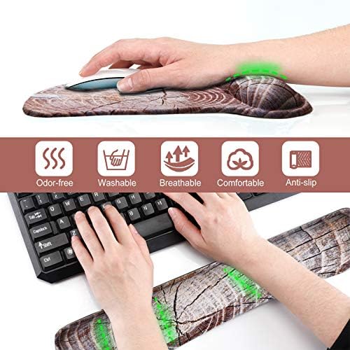 ToLuLu Keyboard Wrist Rest Mouse Pad Support, Gel Ergonomic Mouse Pads for Computer Laptop PC, Comfortable Durable Mousepad Keyboard Wrist Rests for Easy Typing Pain Relief, Wood Art